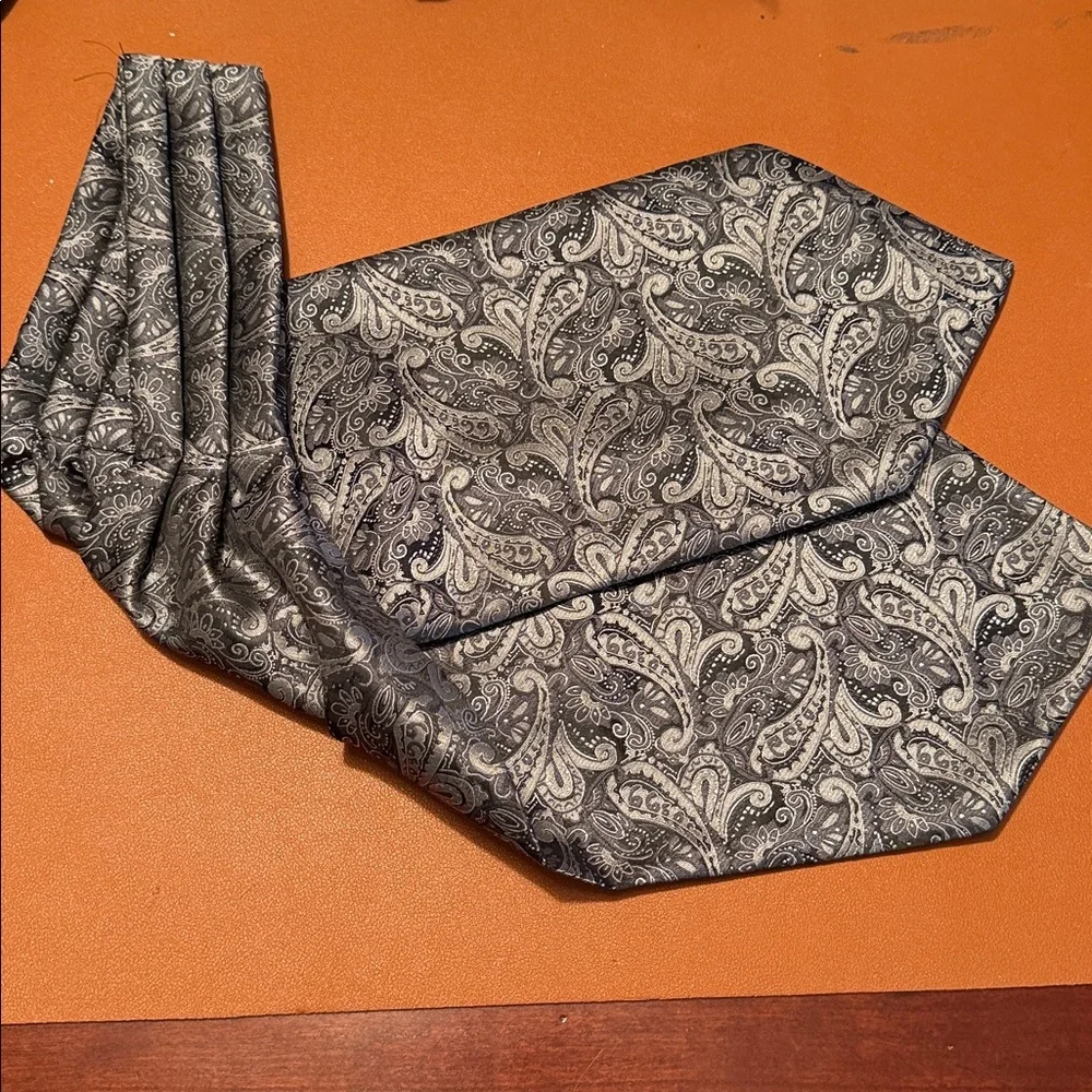 Elegant Black &Gray Paisley Men's Ascot Cravat